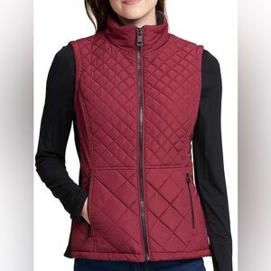 Andrew Marc Quilted Vest In Olive And Black Accents Size S